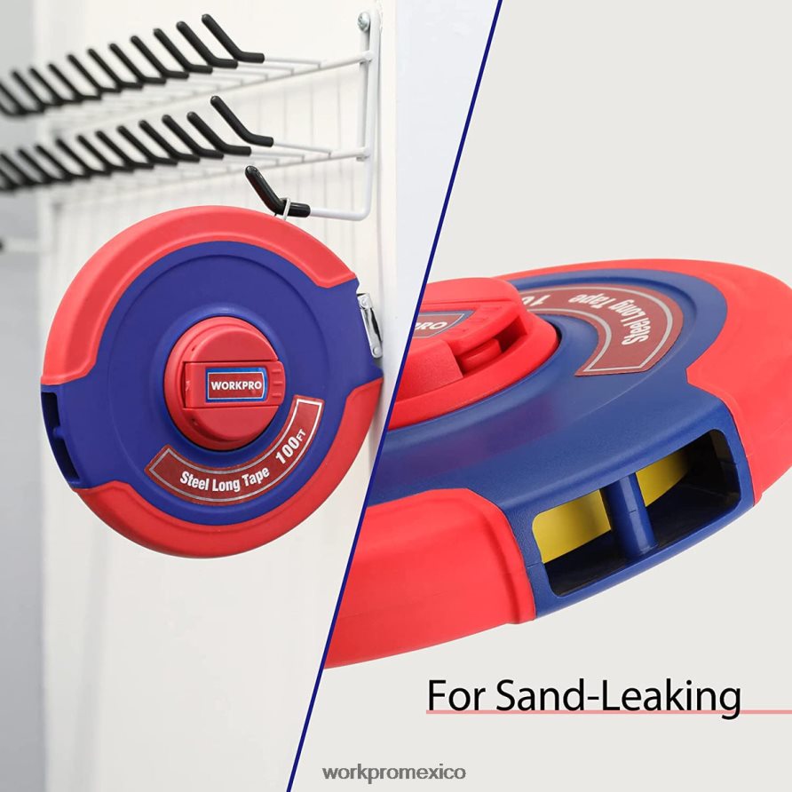 WORKPRO Cinta métrica de 100 pies, cinta larga de acero con carrete cerrado y mango plegable, estuche resistente a los golpes nuevo herramienta V82RH2106