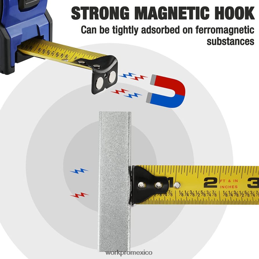 WORKPRO Cinta métrica de 25 pies, 1/8 fracciones y cinta métrica de fácil lectura con precisión de 1/32, cinta métrica con revestimiento de nailon retráctil útil herramienta V82RH2105