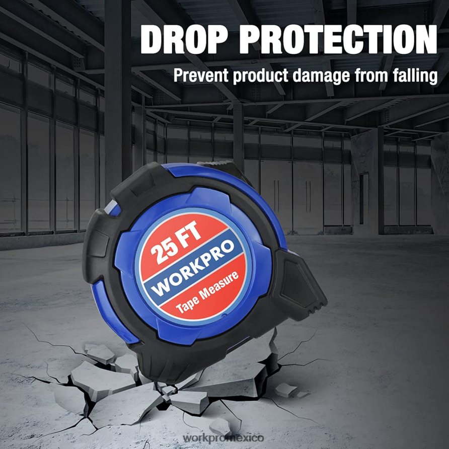 WORKPRO Cinta métrica de 25 pies, 1/8 fracciones y cinta métrica de fácil lectura con precisión de 1/32, cinta métrica con revestimiento de nailon retráctil útil herramienta V82RH2105