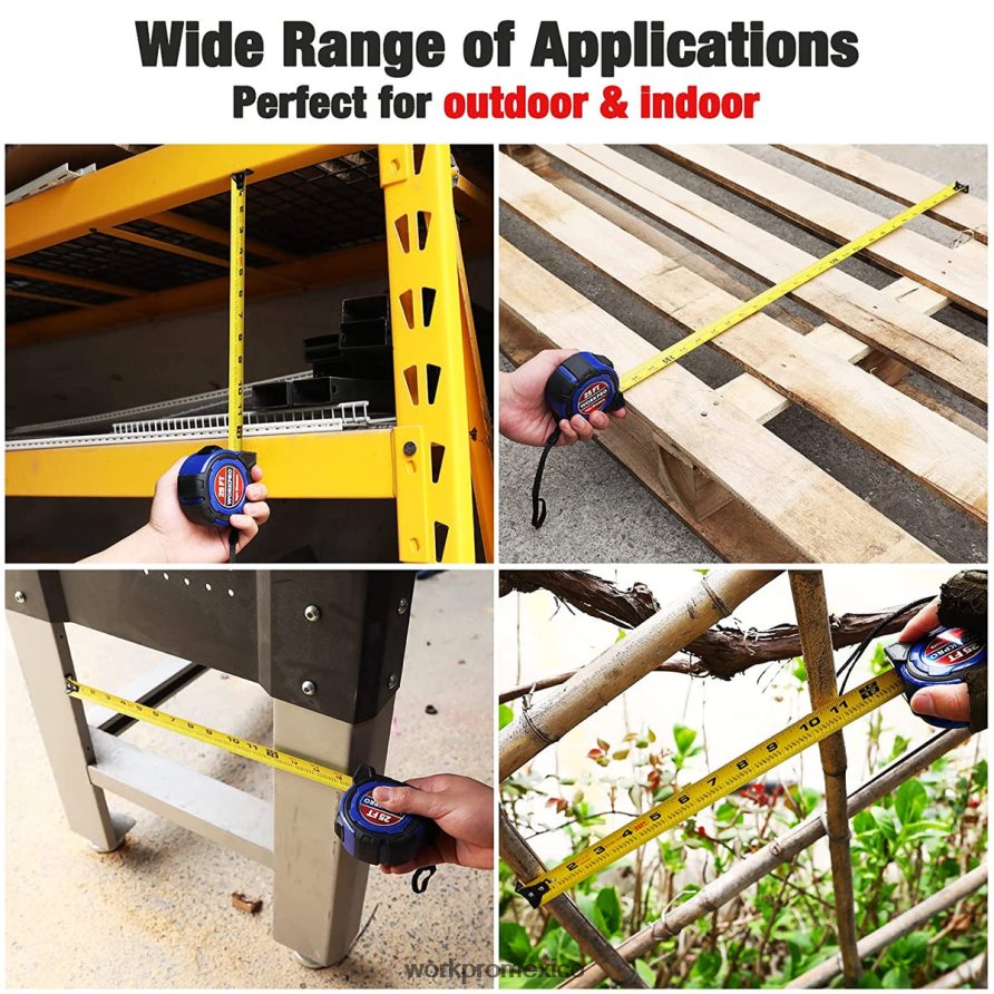 WORKPRO Cinta métrica de 25 pies, 1/8 fracciones y cinta métrica de fácil lectura con precisión de 1/32, cinta métrica con revestimiento de nailon retráctil útil herramienta V82RH2105