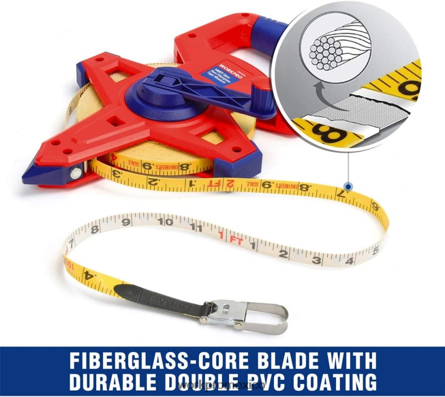 WORKPRO Cinta métrica de carrete abierto con hoja doble de fibra de vidrio recubierta de nailon, 100 pies nuevo herramienta V82RH2109