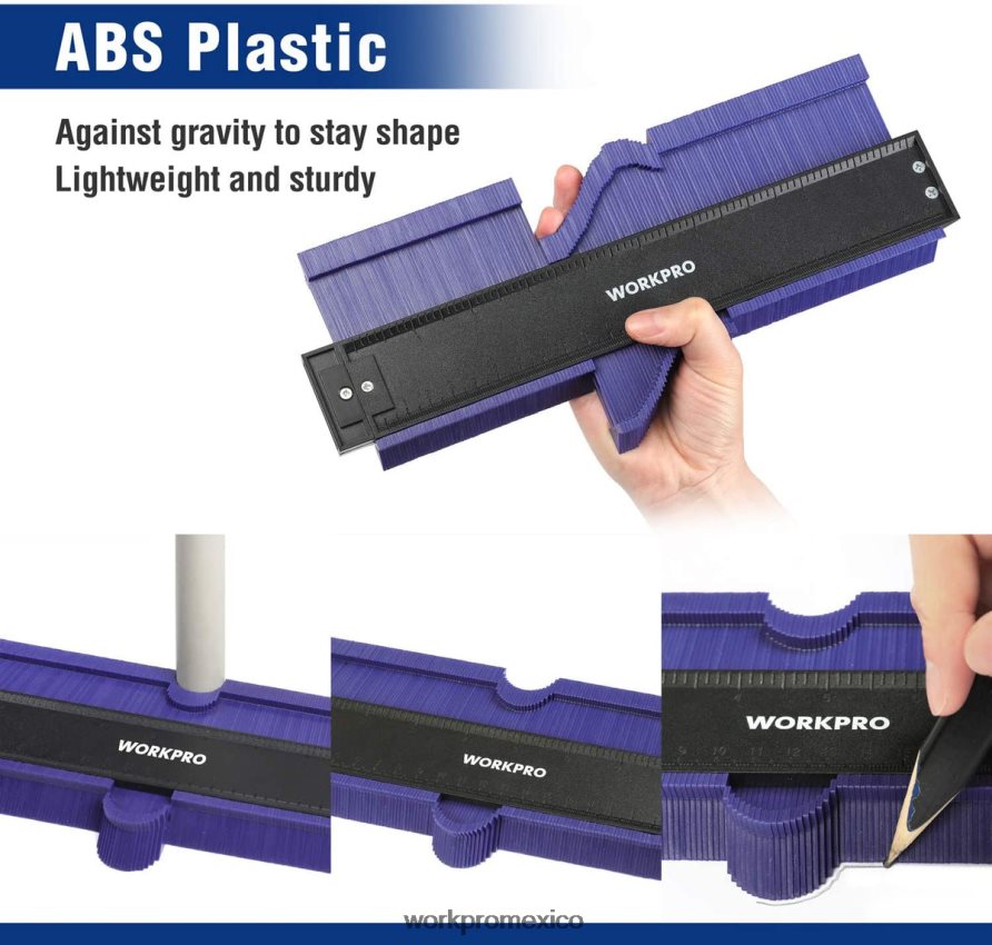 WORKPRO Kit combinado de medidor de contorno y herramienta de medición de ángulos de 6 lados nuevo herramienta V82RH2107