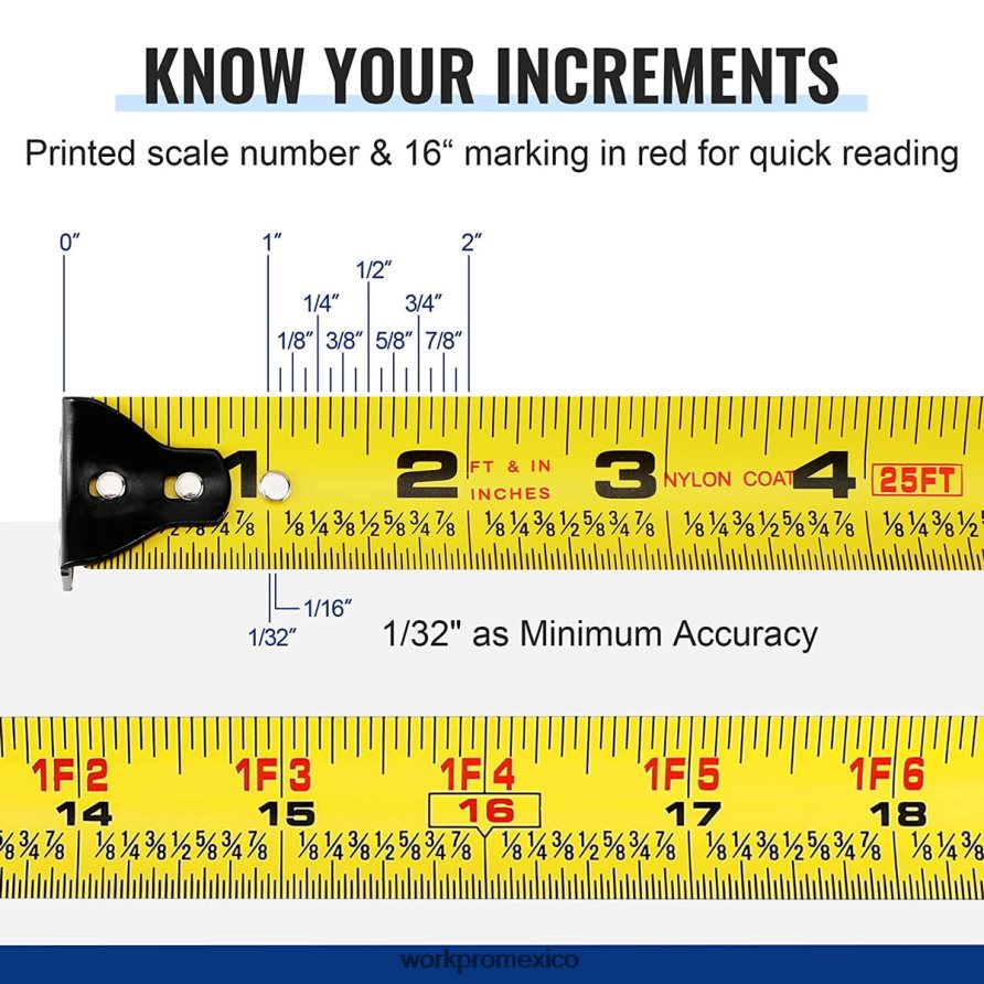 WORKPRO cinta métrica con bloqueo automático de 25 pies útil herramienta V82RH2111