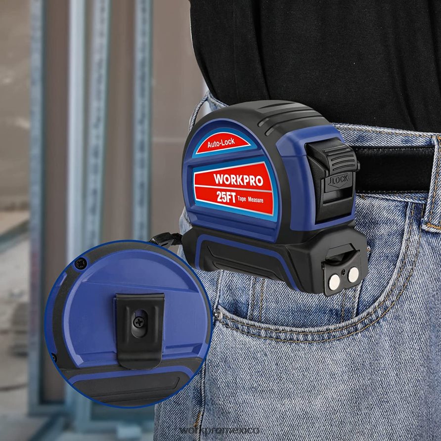 WORKPRO cinta métrica con bloqueo automático de 25 pies útil herramienta V82RH2111