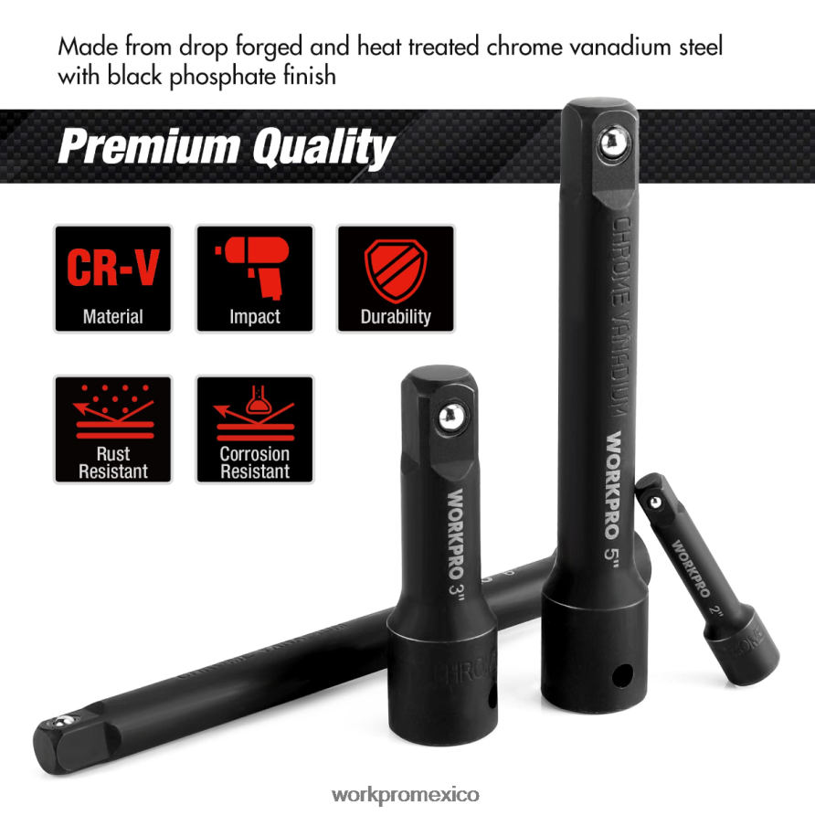WORKPRO Juego de barras de extensión de controlador de impacto de 9 piezas moderno herramienta V82RH2141