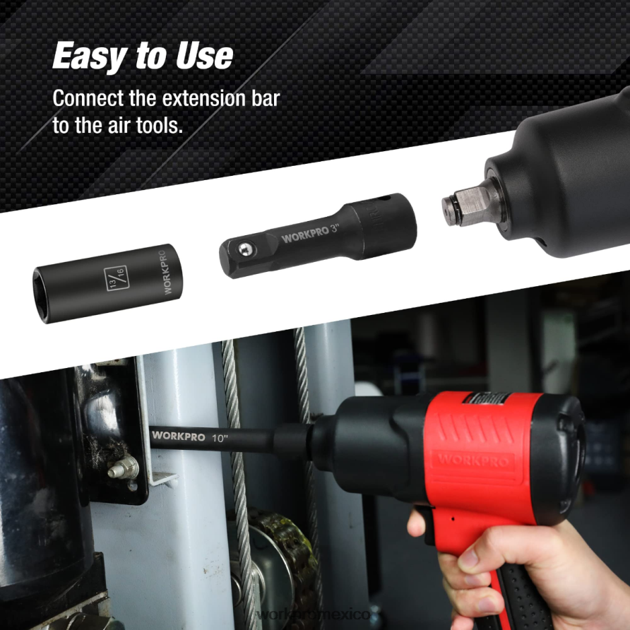 WORKPRO Juego de barras de extensión de controlador de impacto de 9 piezas moderno herramienta V82RH2141
