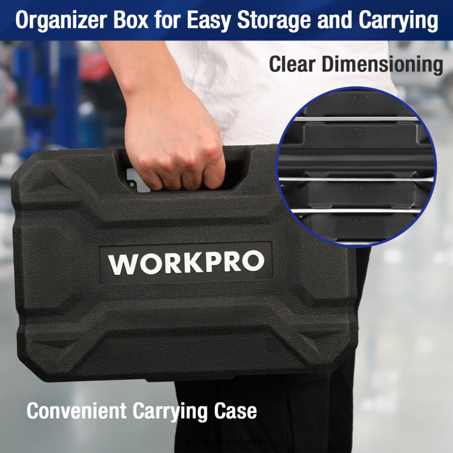 WORKPRO Juego de llaves combinadas con trinquete de 22 piezas moderno herramienta V82RH281