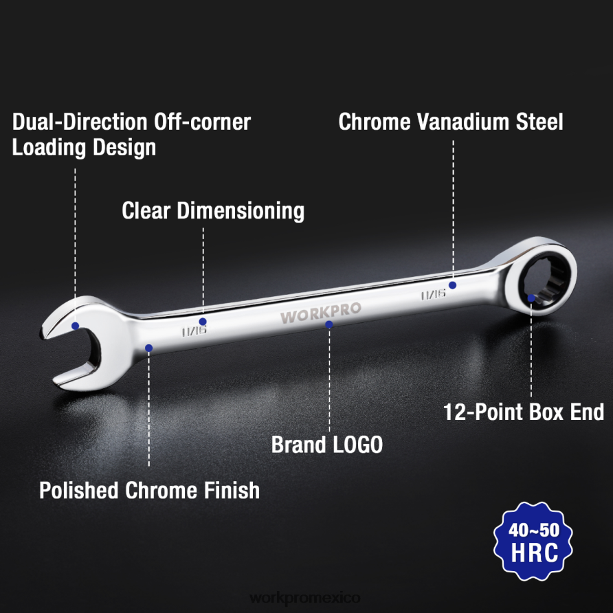 WORKPRO Juego de llaves combinadas con trinquete de 22 piezas moderno herramienta V82RH281