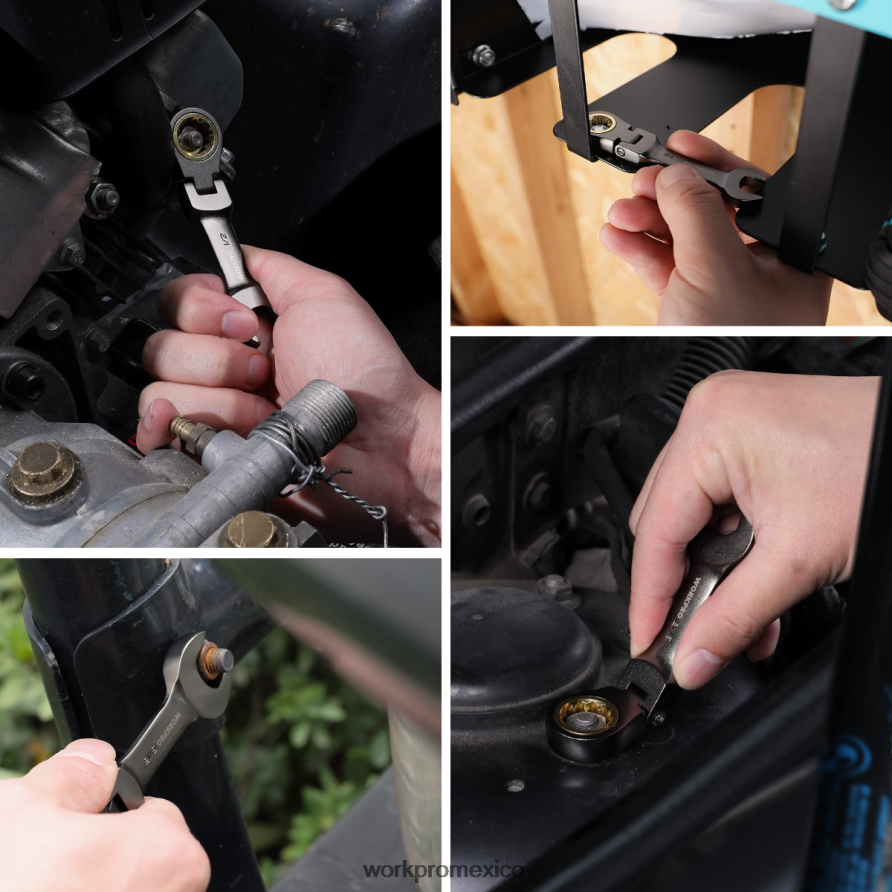 WORKPRO Juego de llaves combinadas de trinquete rechoncho y cabeza flexible de 8 piezas nuevo herramienta V82RH282