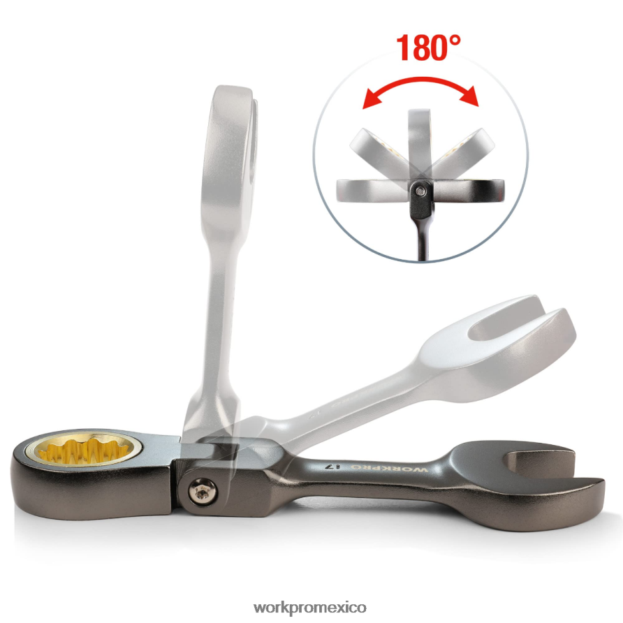 WORKPRO Juego de llaves combinadas de trinquete rechoncho y cabeza flexible de 8 piezas nuevo herramienta V82RH282