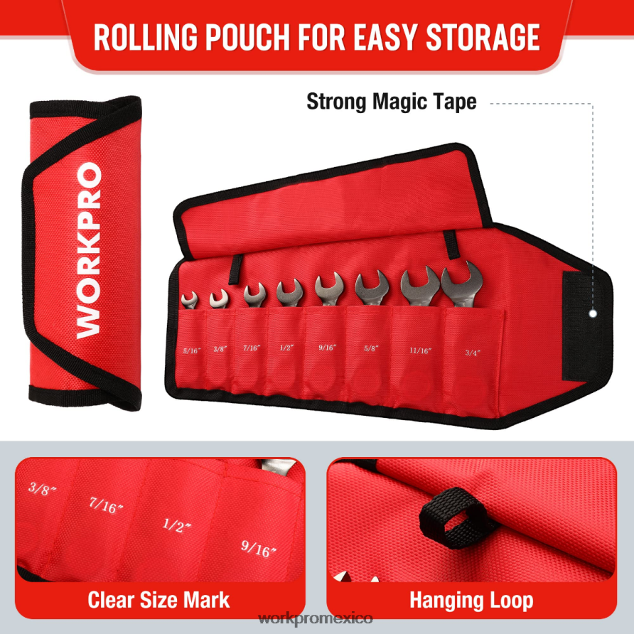 WORKPRO Juego de llaves combinadas de trinquete rechoncho y cabeza flexible de 8 piezas nuevo herramienta V82RH282