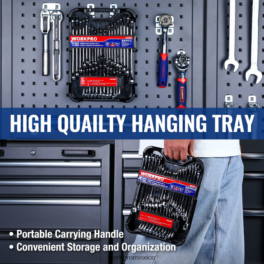 WORKPRO Juego de llaves regulares y rechonchas de 12 puntos con combinación sae y métrica de 32 piezas moderno herramienta V82RH292