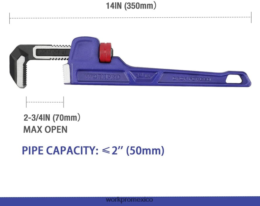 WORKPRO Llave para plomería recta de alta resistencia de 14 pulgadas útil herramienta V82RH289