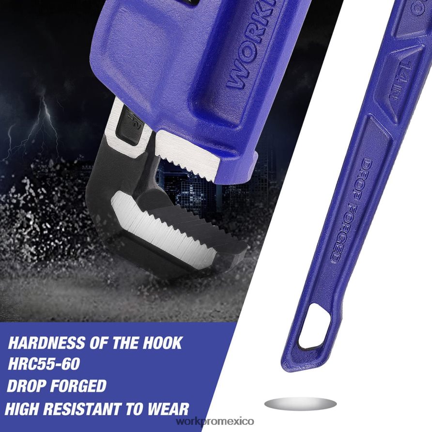 WORKPRO Llave para plomería recta de alta resistencia de 14 pulgadas útil herramienta V82RH289