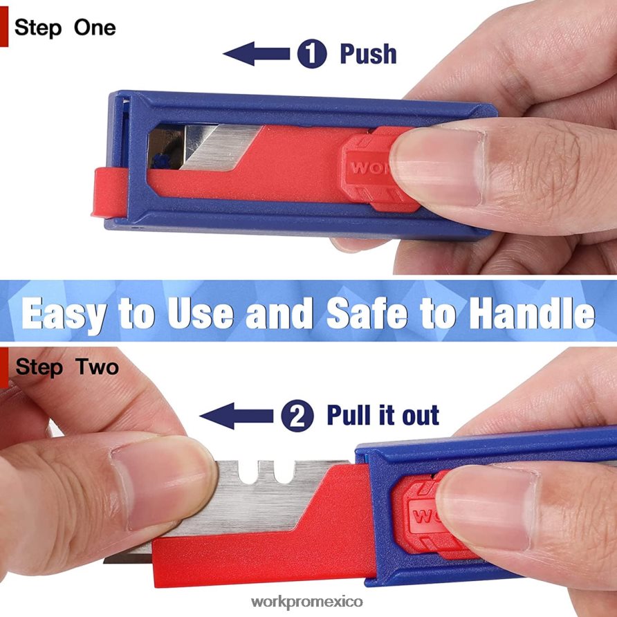 WORKPRO Cuchillas para cuchillos multiusos, recambios de cuchillas para cortadores de cajas de acero sk5, tamaño estándar con dispensador individual, paquete de 50 moderno herramienta V82RH255