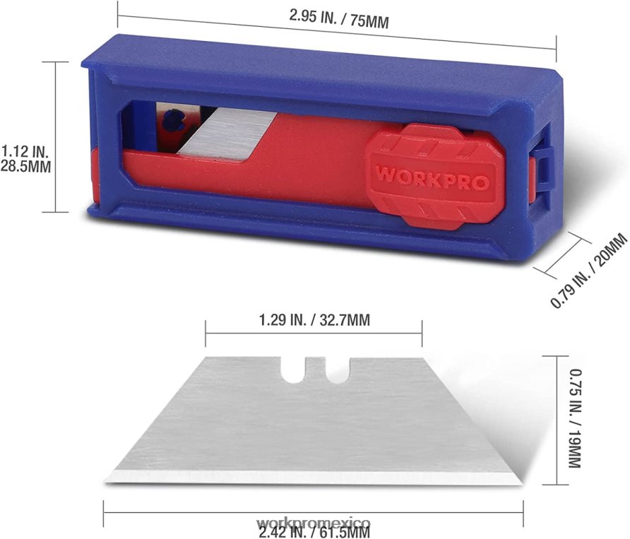 WORKPRO Cuchillas para cuchillos multiusos, recambios de cuchillas para cortadores de cajas de acero sk5, tamaño estándar con dispensador individual, paquete de 50 moderno herramienta V82RH255