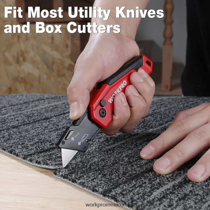 WORKPRO Cuchillas para cuchillos multiusos, recambios de cuchillas para cortadores de cajas de acero sk5, tamaño estándar con dispensador individual, paquete de 50 moderno herramienta V82RH255