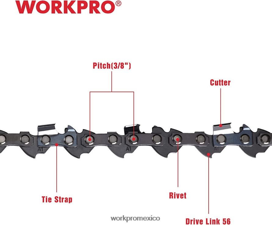 WORKPRO Paquete de 2 cadenas de motosierra, paso de 3/8