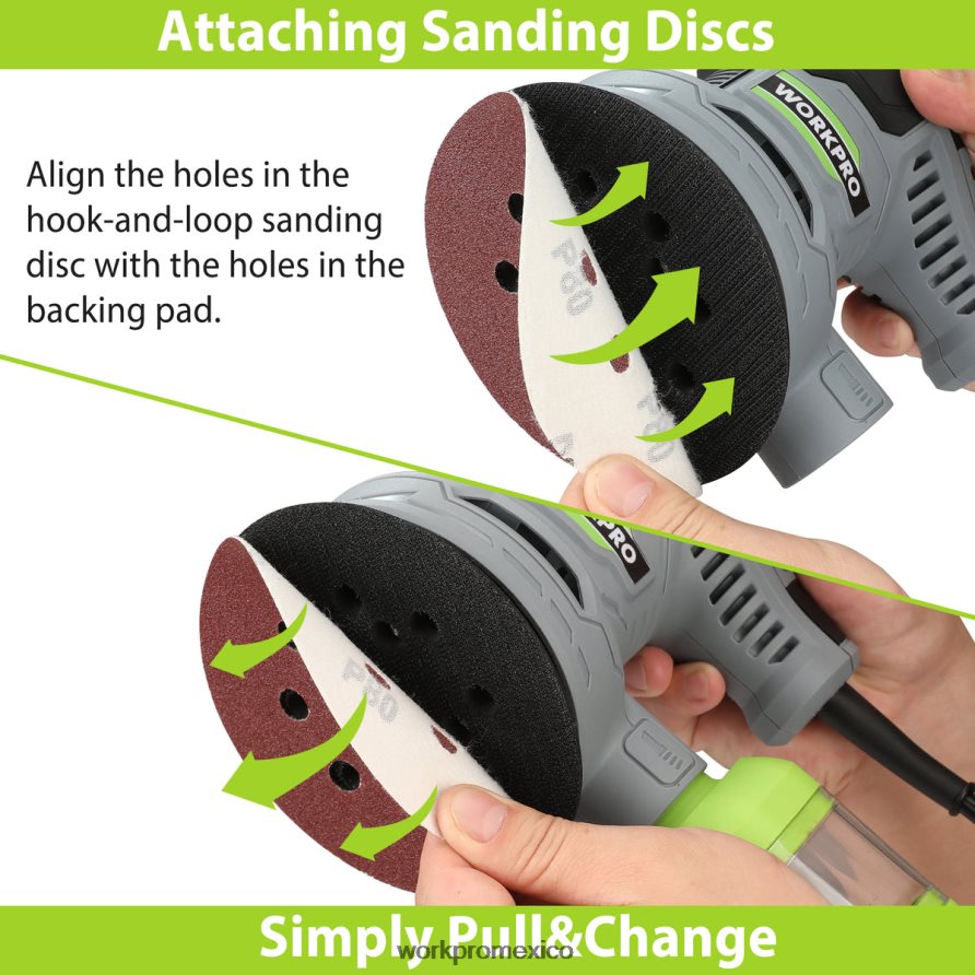 WORKPRO Lijadora orbital aleatoria eléctrica de 2,5 amperios y 5 pulgadas, 6 velocidades variables de 7000 a 14000 rpm útil herramienta V82RH2233