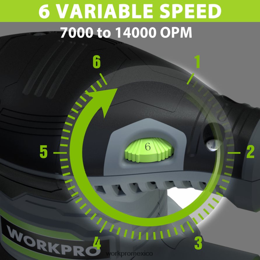 WORKPRO Lijadora orbital aleatoria eléctrica de 2,5 amperios y 5 pulgadas, 6 velocidades variables de 7000 a 14000 rpm útil herramienta V82RH2233