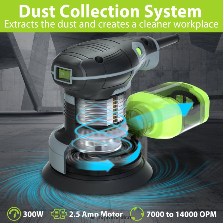 WORKPRO Lijadora orbital aleatoria eléctrica de 2,5 amperios y 5 pulgadas, 6 velocidades variables de 7000 a 14000 rpm útil herramienta V82RH2233