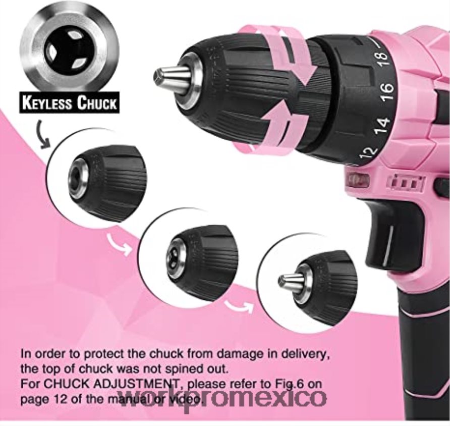WORKPRO Juego de taladro inalámbrico de 12v, pistola grapadora 6 en 1, juego de destornilladores magnéticos de 8 piezas y pistola de pegamento termofusible inalámbrica rosa herramienta V82RH2313