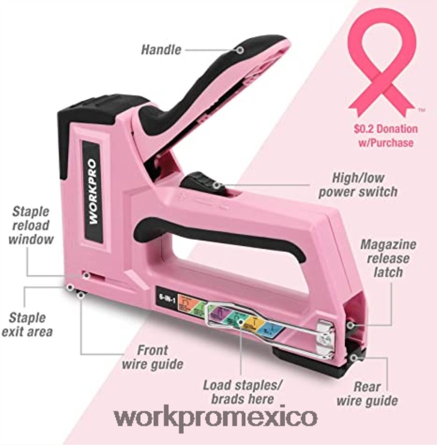 WORKPRO Kit de taladro inalámbrico de 12 V, kit de herramientas de 103 piezas, juego de destornilladores magnéticos de 8 piezas y pistola grapadora 6 en 1 rosa herramienta V82RH2315