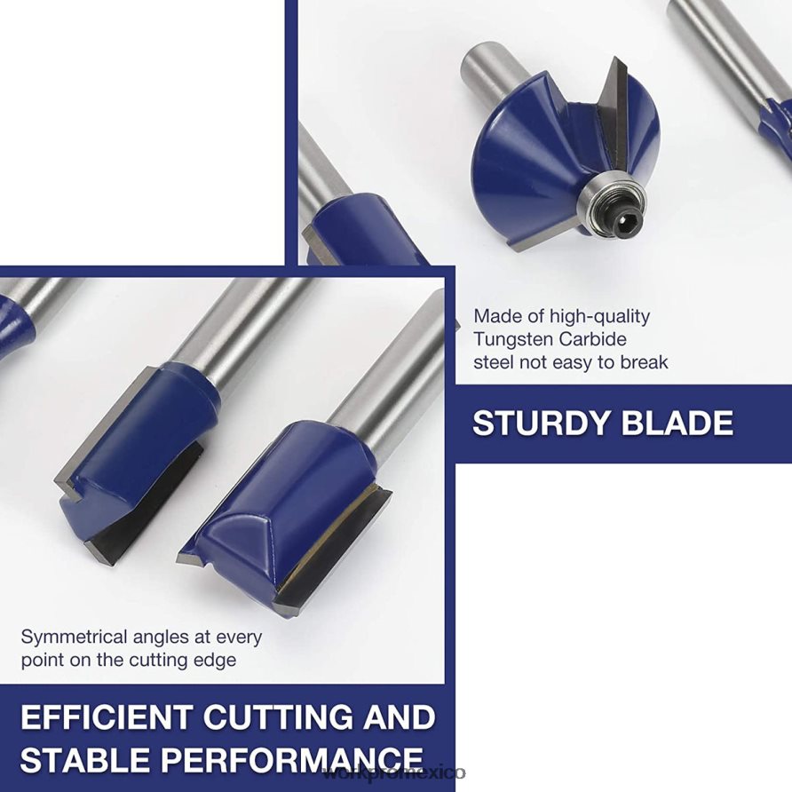 WORKPRO Juego de brocas para enrutador de 15 piezas, brocas para enrutador de carburo de tungsteno con vástago de 1/4 de pulgada moderno herramienta V82RH2130