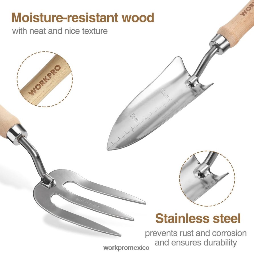 WORKPRO Juego de herramientas de jardín de 7 piezas, herramientas de jardinería resistentes de acero inoxidable rosa herramienta V82RH2252