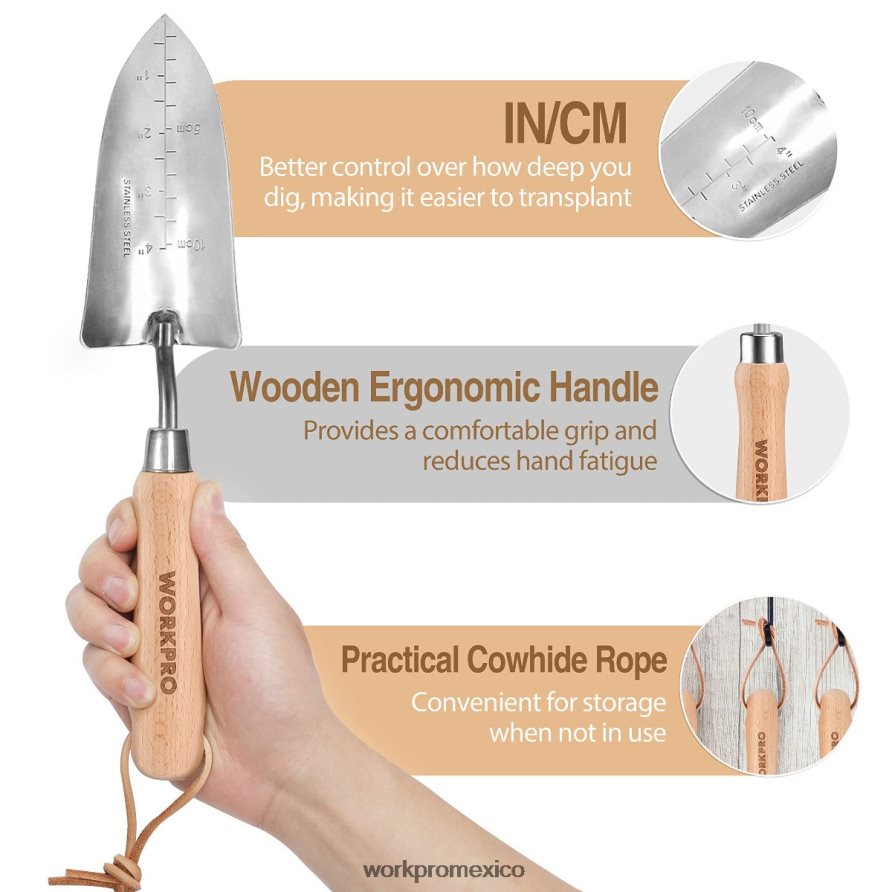 WORKPRO Juego de herramientas de jardín de 7 piezas, herramientas de jardinería resistentes de acero inoxidable rosa herramienta V82RH2252