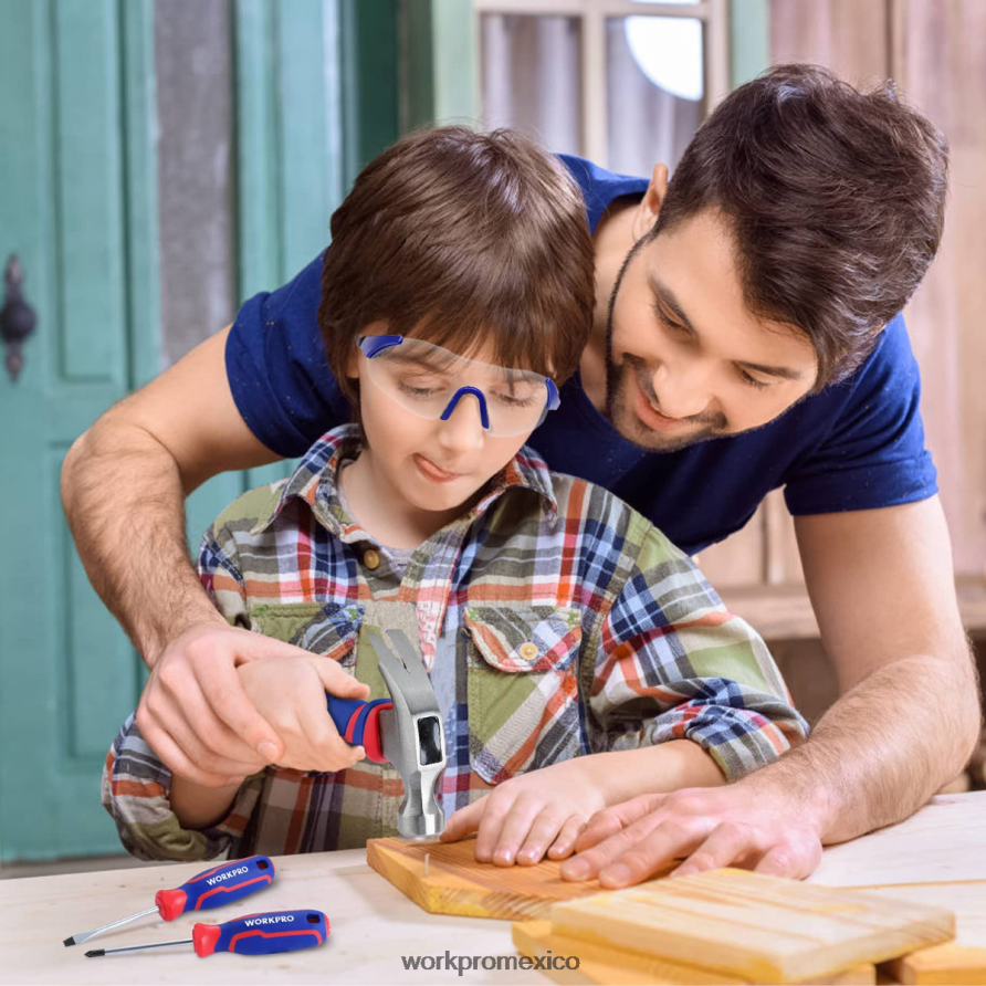 WORKPRO Juego de herramientas junior para niños de 9 piezas con bolsa de herramientas rosado azul herramienta V82RH2253