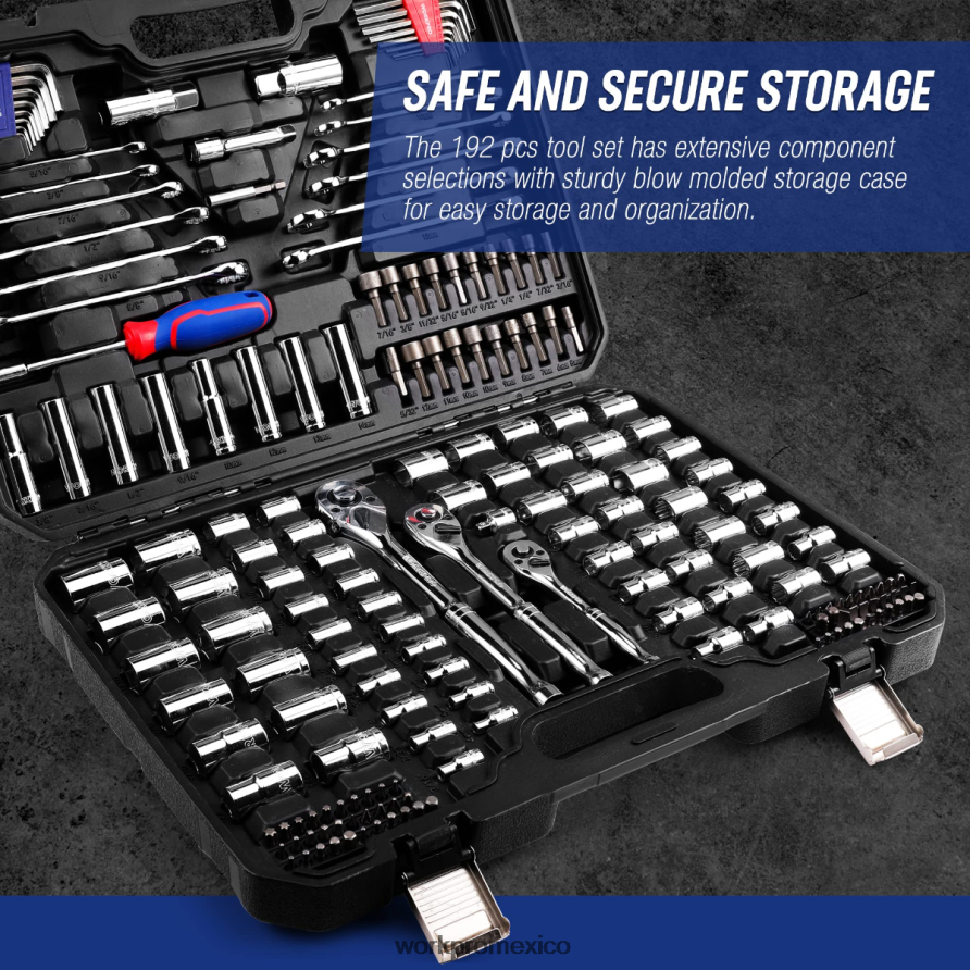 WORKPRO Juego de herramientas mecánicas, juego de llaves de tubo de 192 piezas con estuche de almacenamiento. útil herramienta V82RH2311