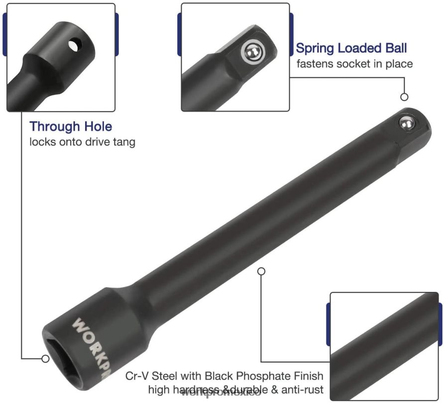WORKPRO Juego de vasos de impacto de 55 piezas con barras de extensión, vasos de acero CR-V de primera calidad, SAE y métricos con estuche de almacenamiento mejorado moderno herramienta V82RH2307